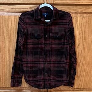George Dark Red and Black Men’s Plaid Shirt, EUC, Size XS (30-32)